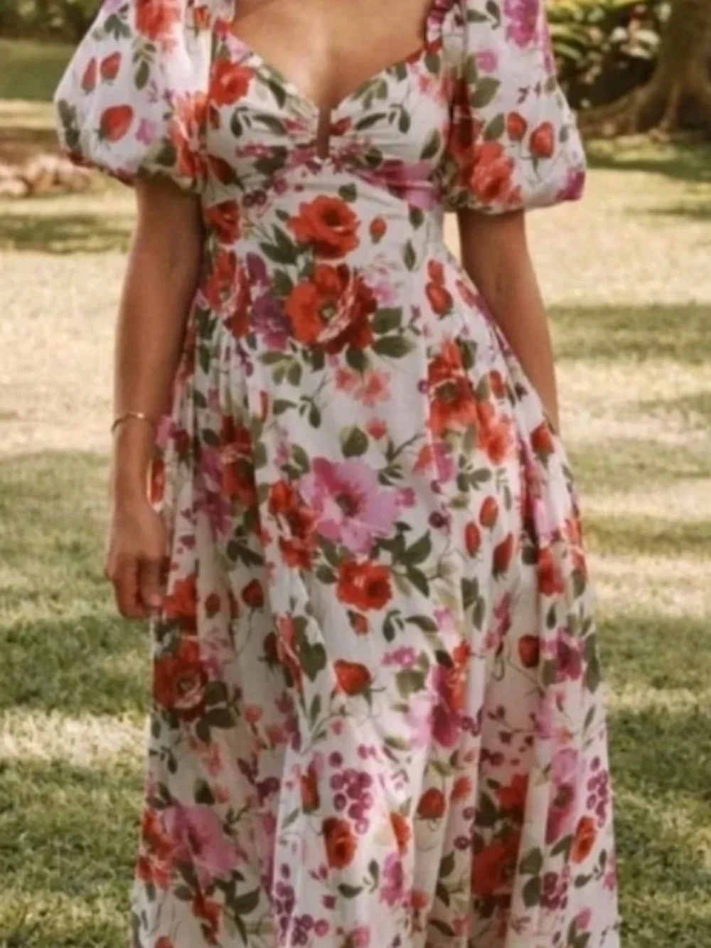 Abercrombie Strawberry Tie-Back Maxi Dress